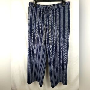 Merona Blue and White Striped Linen Blended Pants Sz M